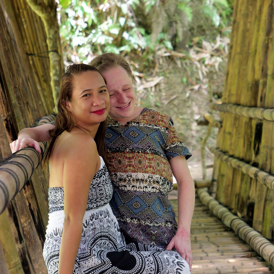 Andy and Arrah sitting down for their 90 Day Fiance UK promotional shoot.